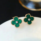 ¡®Star¡¯CLOVER MEDIUM 1 MOTIFS MALACHITE DIAMOND EARRINGS