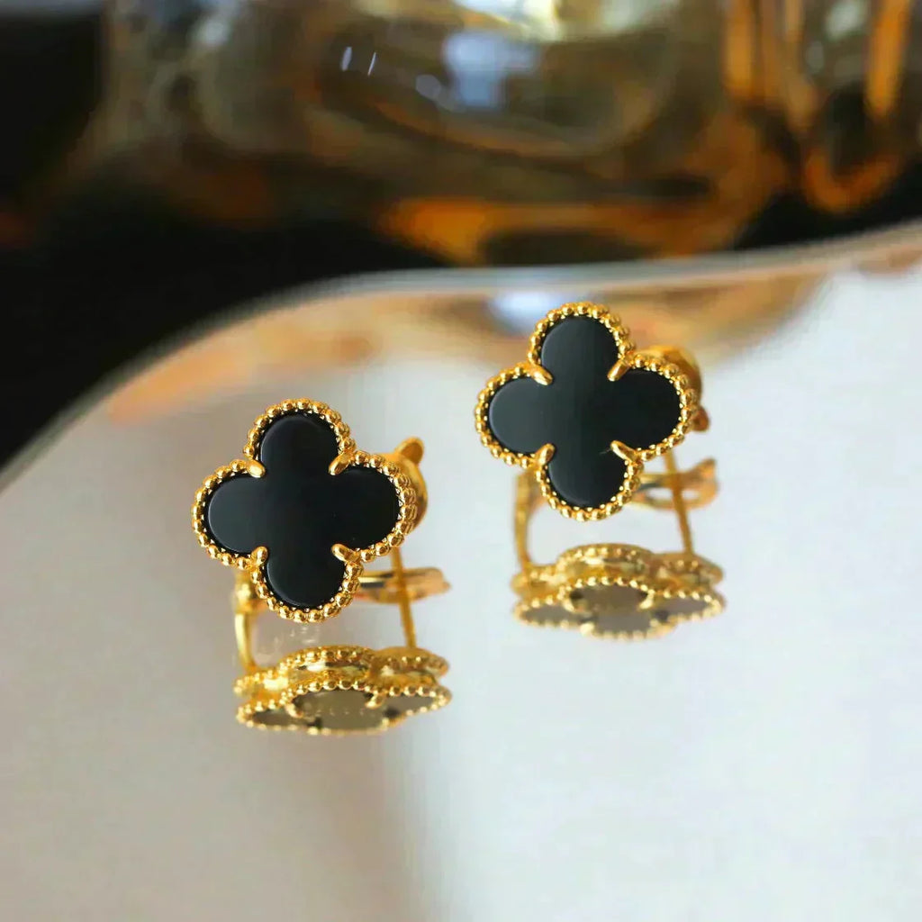 ¡®Star¡¯CLOVER MEDIUM 1 MOTIFS  ONYX STUD EARRINGS