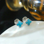 ¡®Star¡¯CLOVER MINI 9.5MM ONYX STUD EARRINGS SILVER