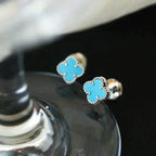 ¡®Star¡¯CLOVER MINI 9.5MM ONYX STUD EARRINGS SILVER