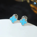 ¡®Star¡¯CLOVER MINI 9.5MM ONYX STUD EARRINGS SILVER