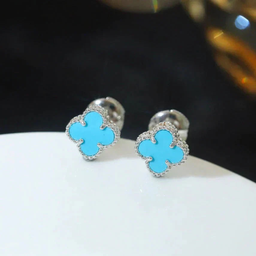 ¡®Star¡¯CLOVER MINI 9.5MM ONYX STUD EARRINGS SILVER