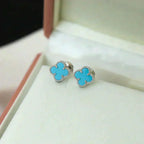 ¡®Star¡¯CLOVER MINI 9.5MM ONYX STUD EARRINGS SILVER