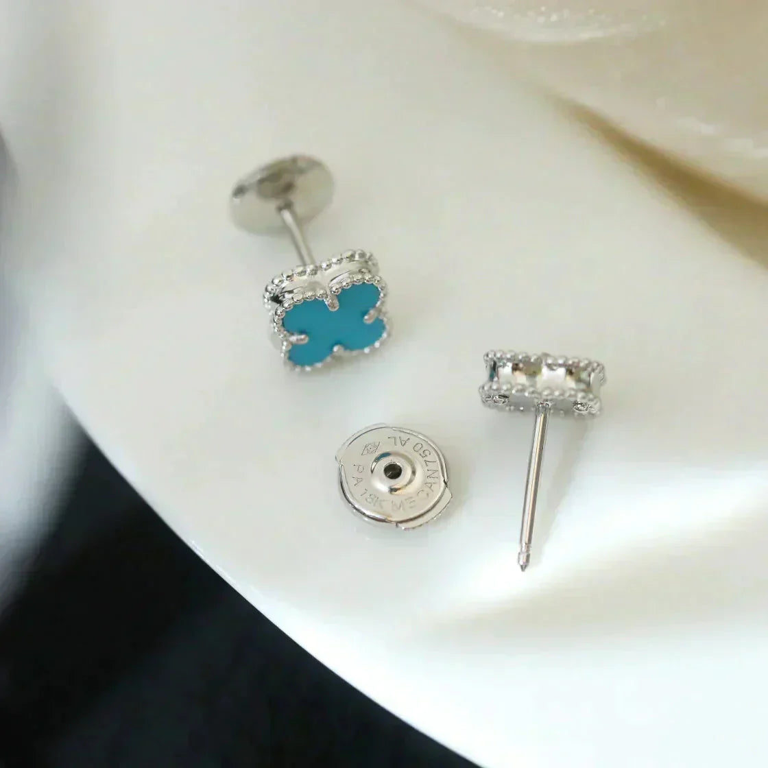 ¡®Star¡¯CLOVER MINI 9.5MM ONYX STUD EARRINGS SILVER