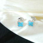 ¡®Star¡¯CLOVER MINI 9.5MM ONYX STUD EARRINGS SILVER