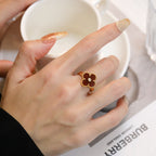 ¡®Star¡¯CLOVER CARNELIAN RING ROSE GOLD DIAMOND