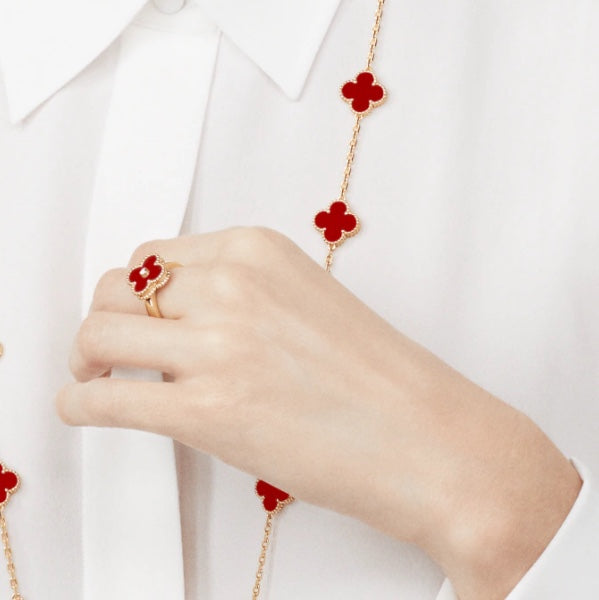 ¡®Star¡¯CLOVER CARNELIAN RING ROSE GOLD DIAMOND