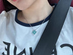 ¡®Star¡¯CLOVER 1 DIAMOND LIGHT BLUE SILVER NECKLACE