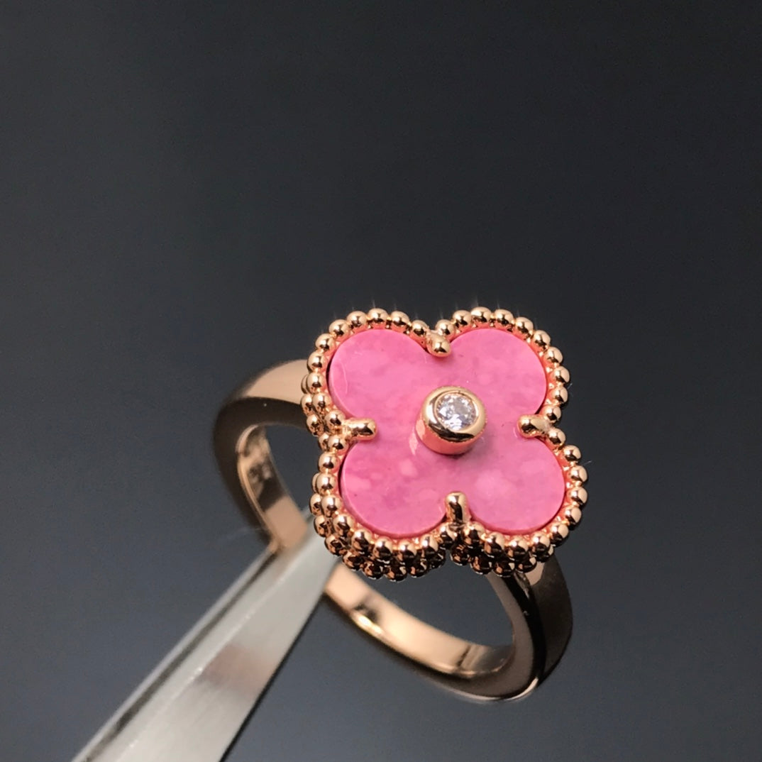 ¡®Star¡¯CLOVER RHODONITE ROSE GOLD RING