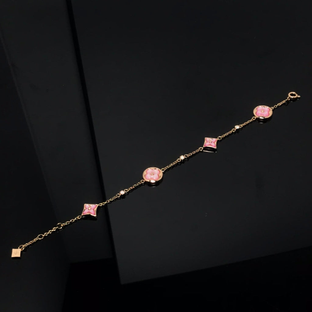 ¡®Star¡¯STAR AND SUN 4 MOTIF PINK MOP PINK GOLD BRACELET