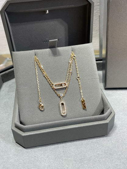[moco jewelrys ]MOVE 2 ROW DIAMOND NECKLACE