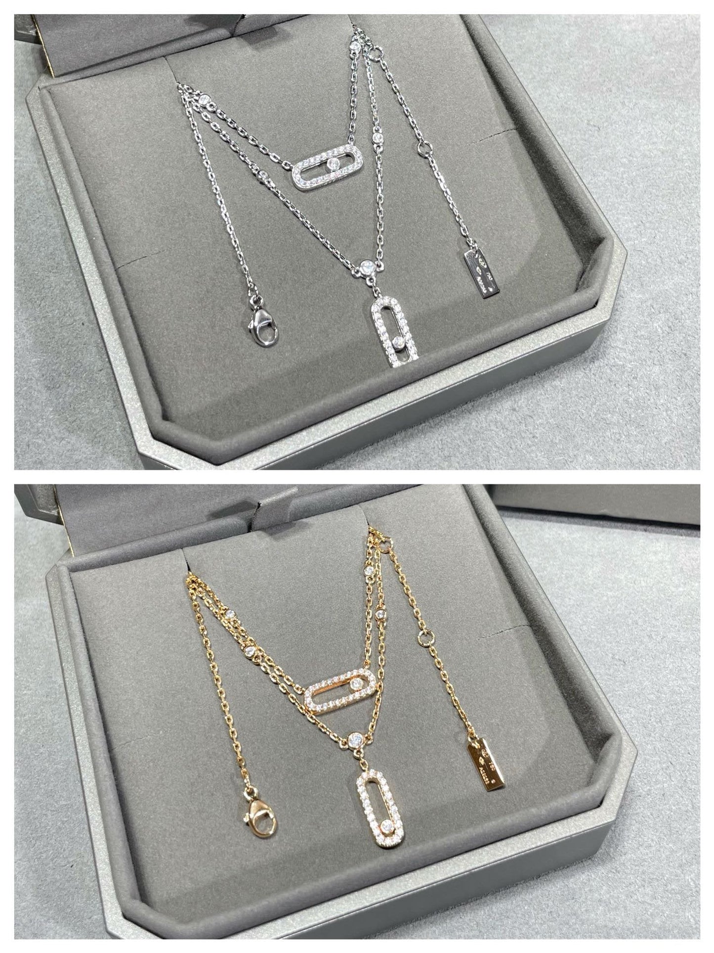 [moco jewelrys ]MOVE 2 ROW DIAMOND NECKLACE