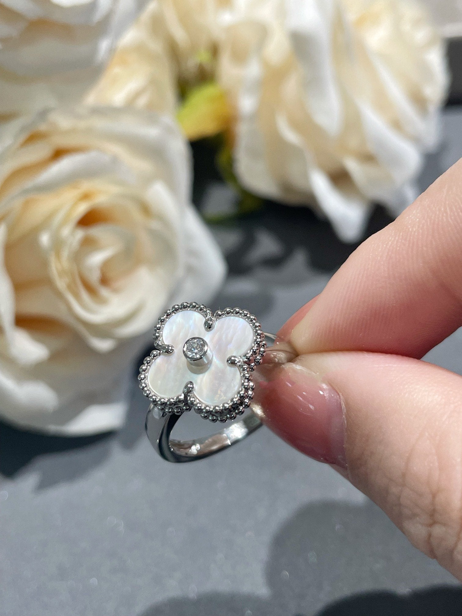 ¡®Star¡¯CLOVER SILVER MOP DIAMOND RING