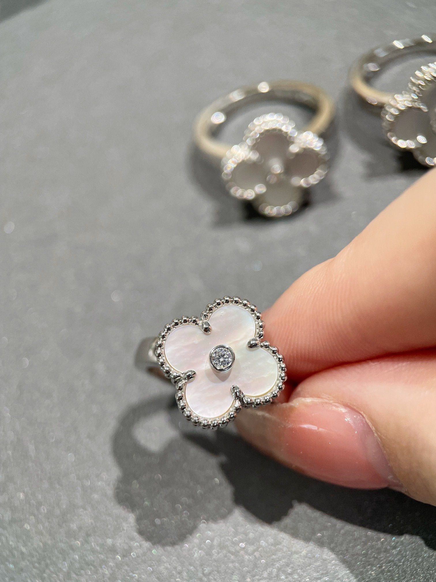 ¡®Star¡¯CLOVER SILVER MOP DIAMOND RING