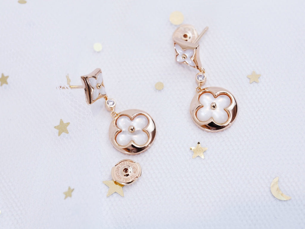 ¡®Star¡¯STAR AND SUN PINK GOLD MOP DROP EARRINGS