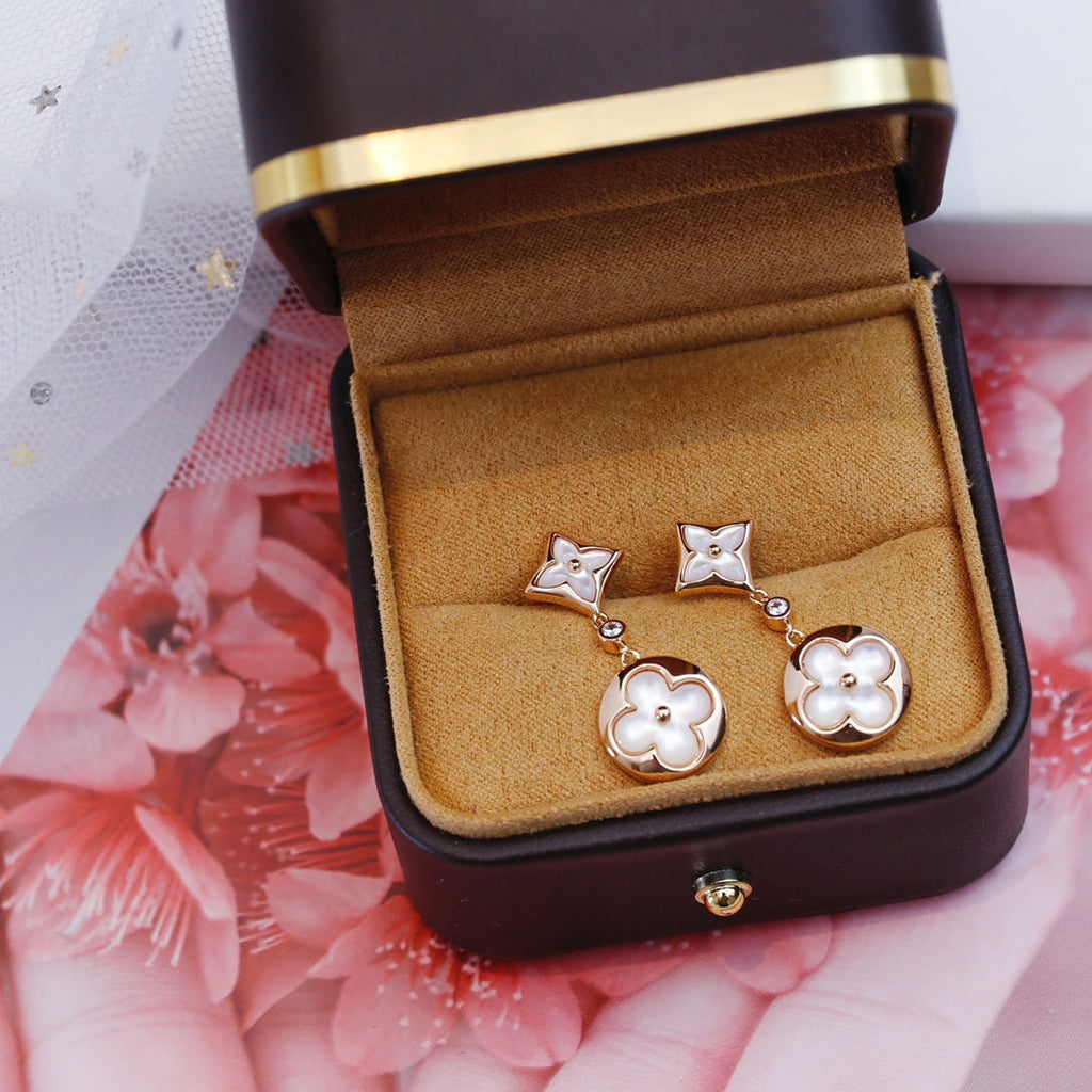 ¡®Star¡¯STAR AND SUN PINK GOLD MOP DROP EARRINGS