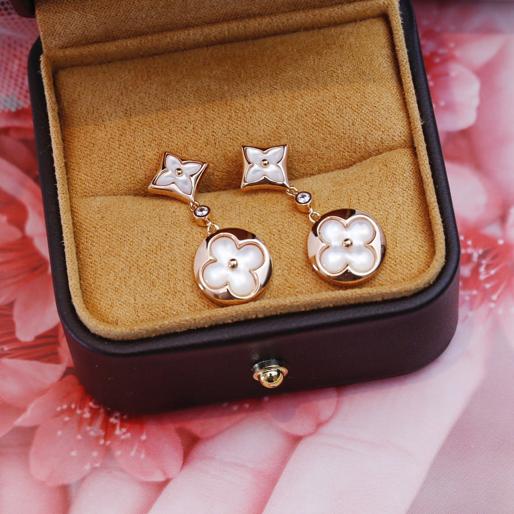 ¡®Star¡¯STAR AND SUN PINK GOLD MOP DROP EARRINGS