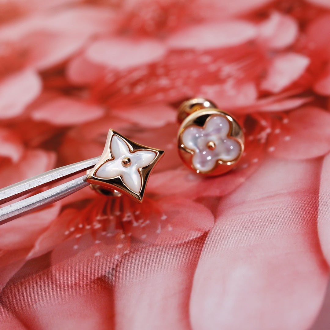 ¡®Star¡¯STAR AND SUN PINK GOLD MOP STUD EARRINGS
