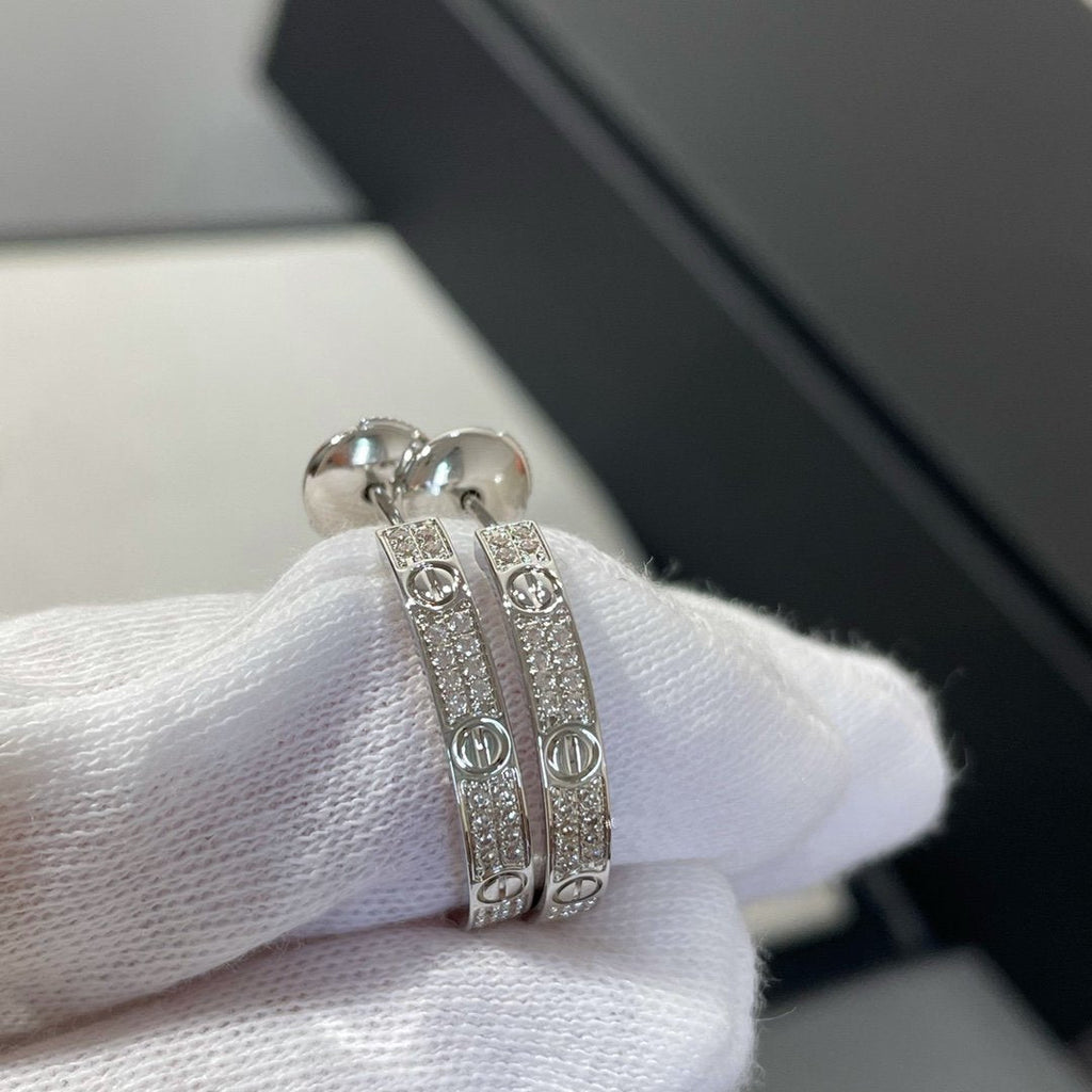 ¡®Star¡¯LOVE DIAMOND SILVER HOOP EARRINGS