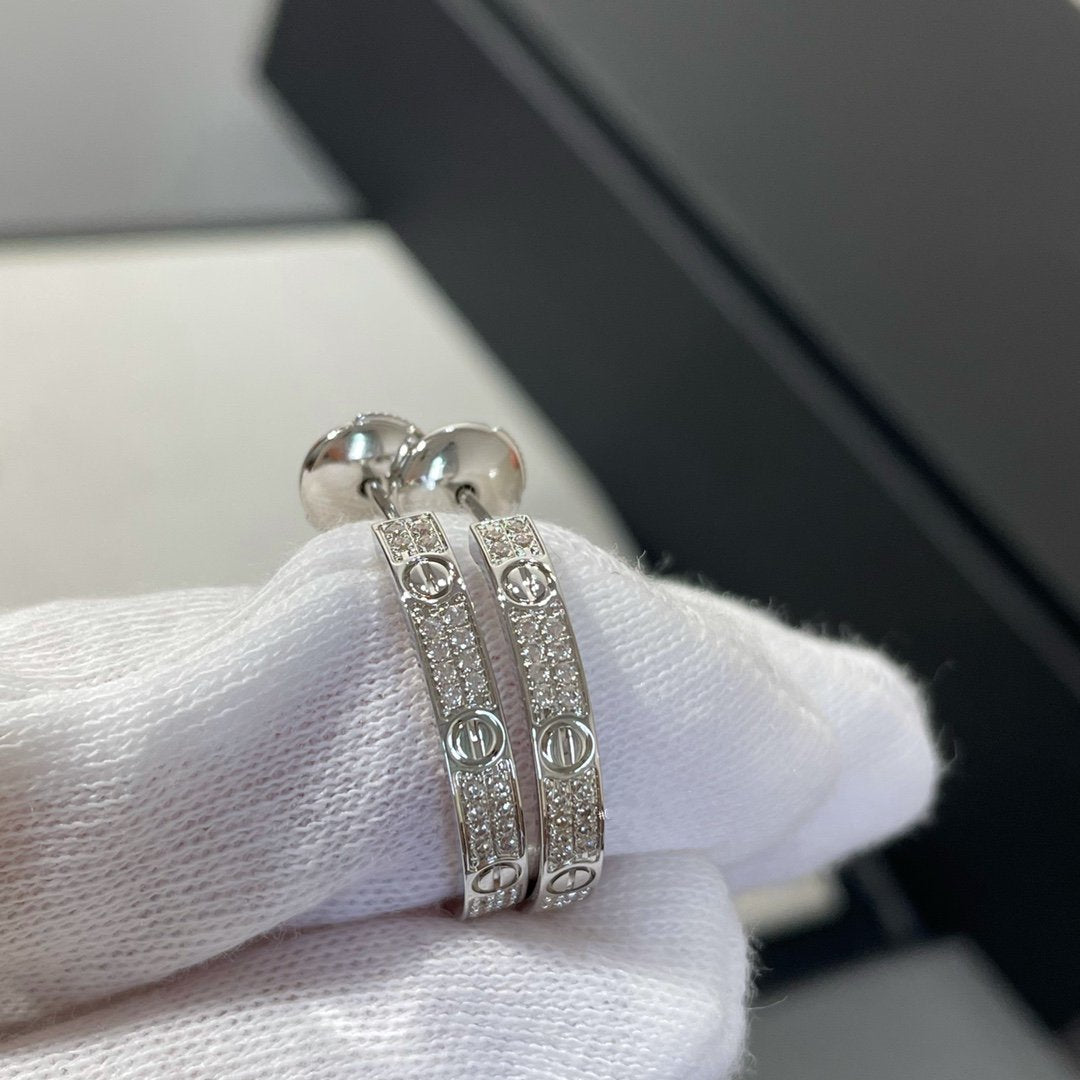 ¡®Star¡¯LOVE DIAMOND SILVER HOOP EARRINGS