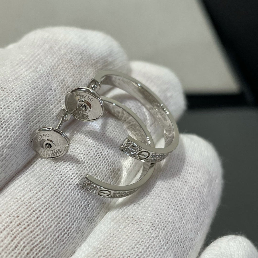 ¡®Star¡¯LOVE DIAMOND SILVER HOOP EARRINGS