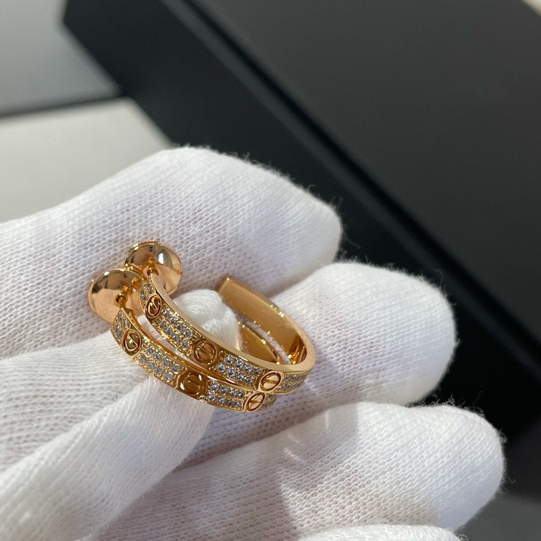 ¡®Star¡¯LOVE DIAMOND PINK GOLD HOOP EARRINGS