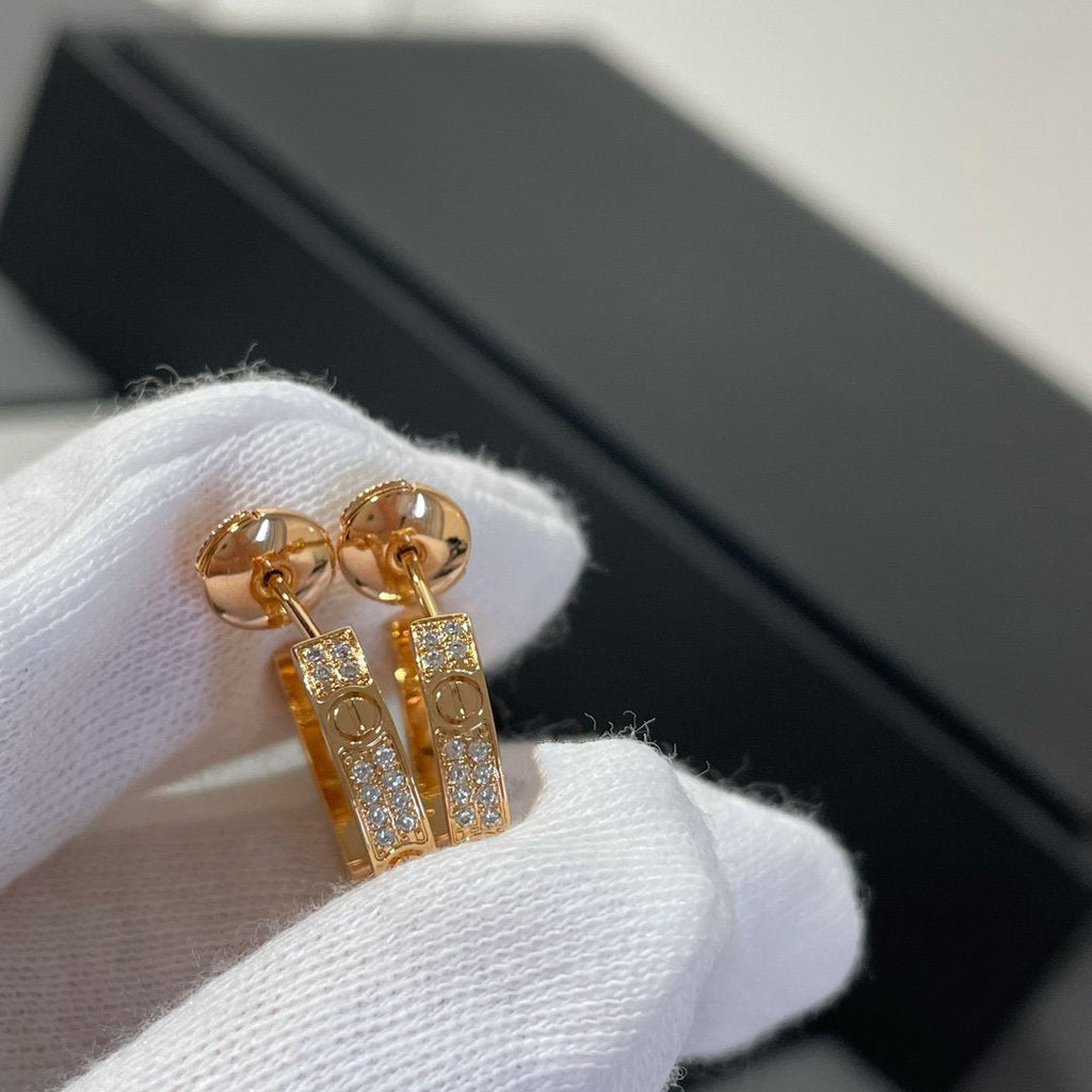 ¡®Star¡¯LOVE DIAMOND PINK GOLD HOOP EARRINGS