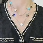 ¡®Star¡¯LUCKY CLOVER SILVER 11 MOTIF NECKLACE