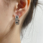 ¡®Star¡¯LOVE CERAMIC DIAMOND PAVED SILVER EARRINGS