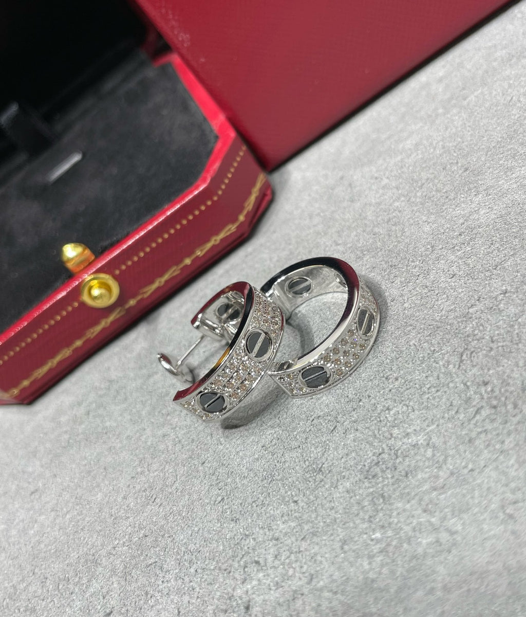 ¡®Star¡¯LOVE CERAMIC DIAMOND PAVED SILVER EARRINGS