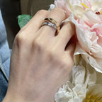 ¡®Star¡¯LOVE PINK GOLD SILVER DIAMOND DOUBLE RING