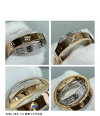 ¡®Star¡¯LOVE PINK GOLD SILVER DIAMOND DOUBLE RING
