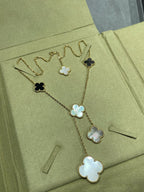 ¡®Star¡¯CLOVER 6 MOTIF MOP ONYX GOLD NECKLACE