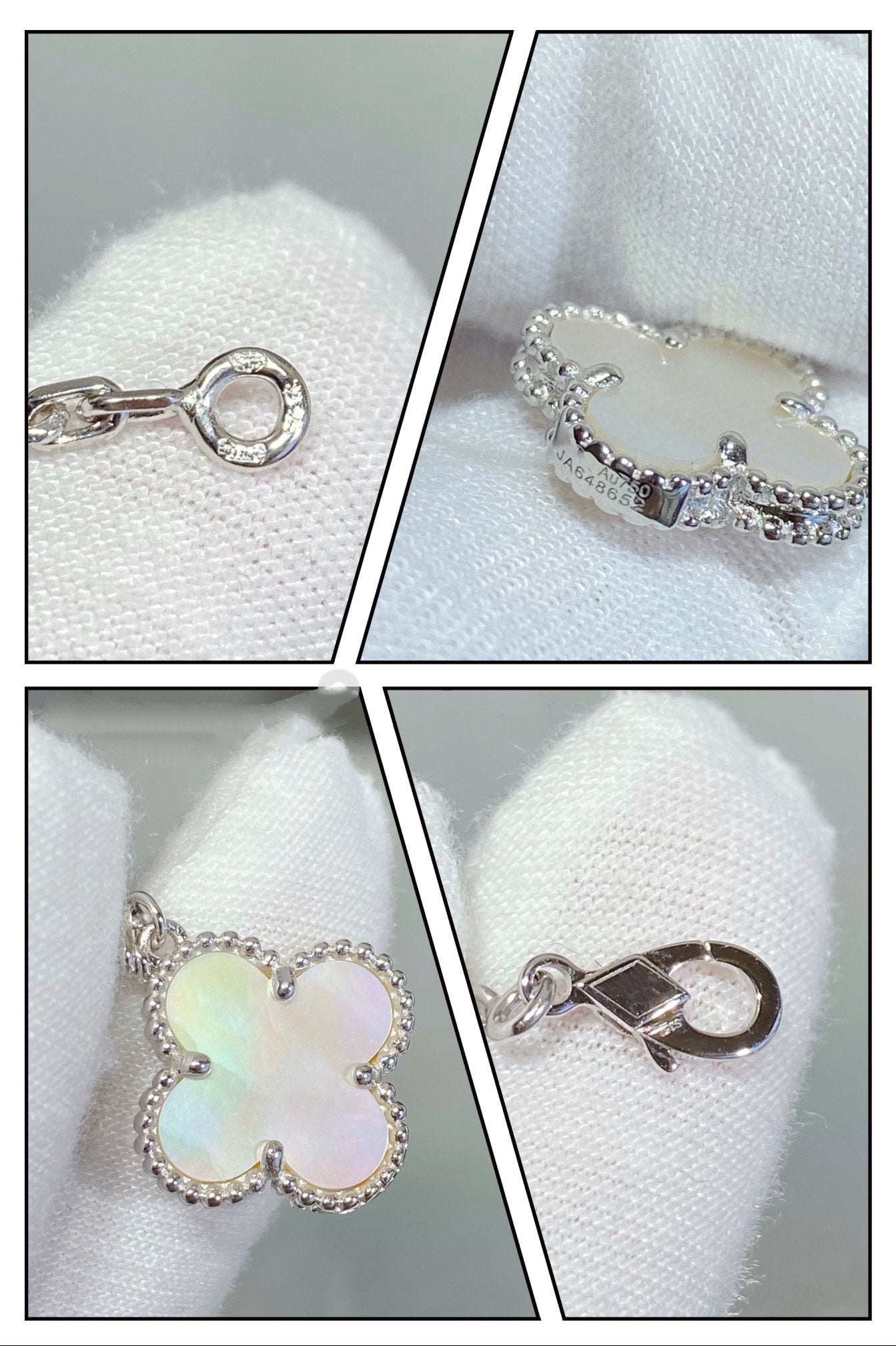 ¡®Star¡¯CLOVER 5 MOTIF WHITE MOP SILVER BRACELET