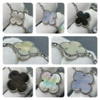 ¡®Star¡¯CLOVER 16 MOTIF CHALCEDONY MOP SILVER NECKLACE