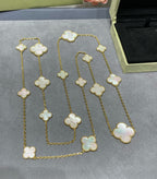 ¡®Star¡¯CLOVER 16 MOTIF WHITE MOP GOLD NECKLACE