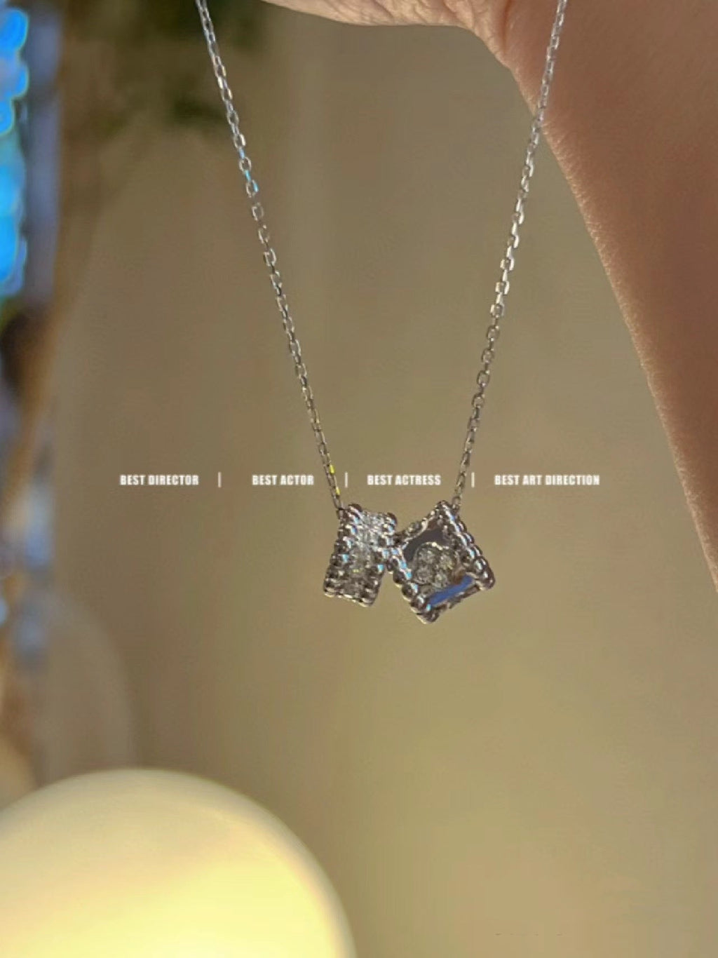 ¡®Star¡¯PERLEE DOUBLE PENDANT SILVER DIAMOND NECKLACE