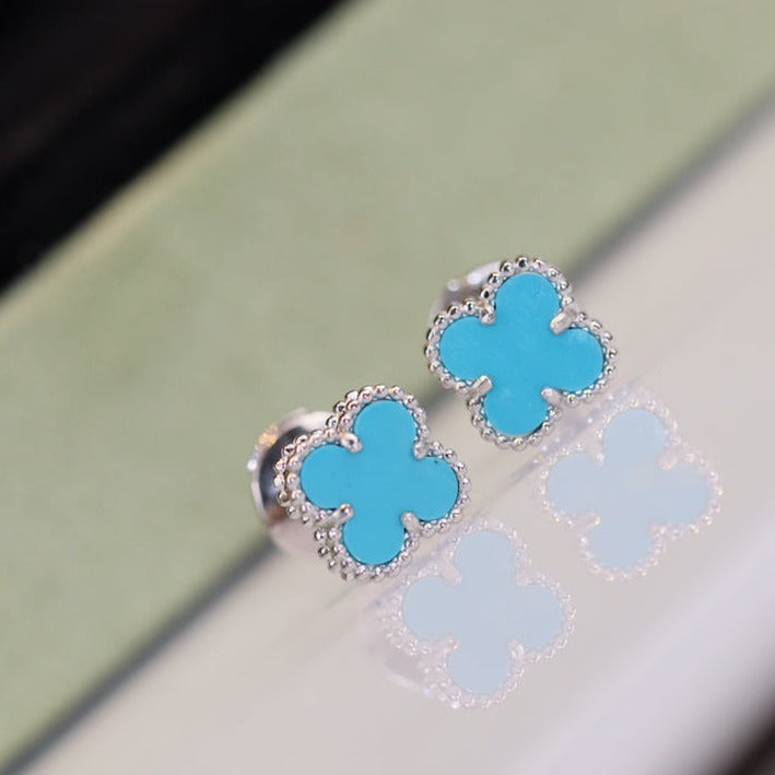¡®Star¡¯CLOVER MINI TURQUOISE SILVER STUD EARRINGS