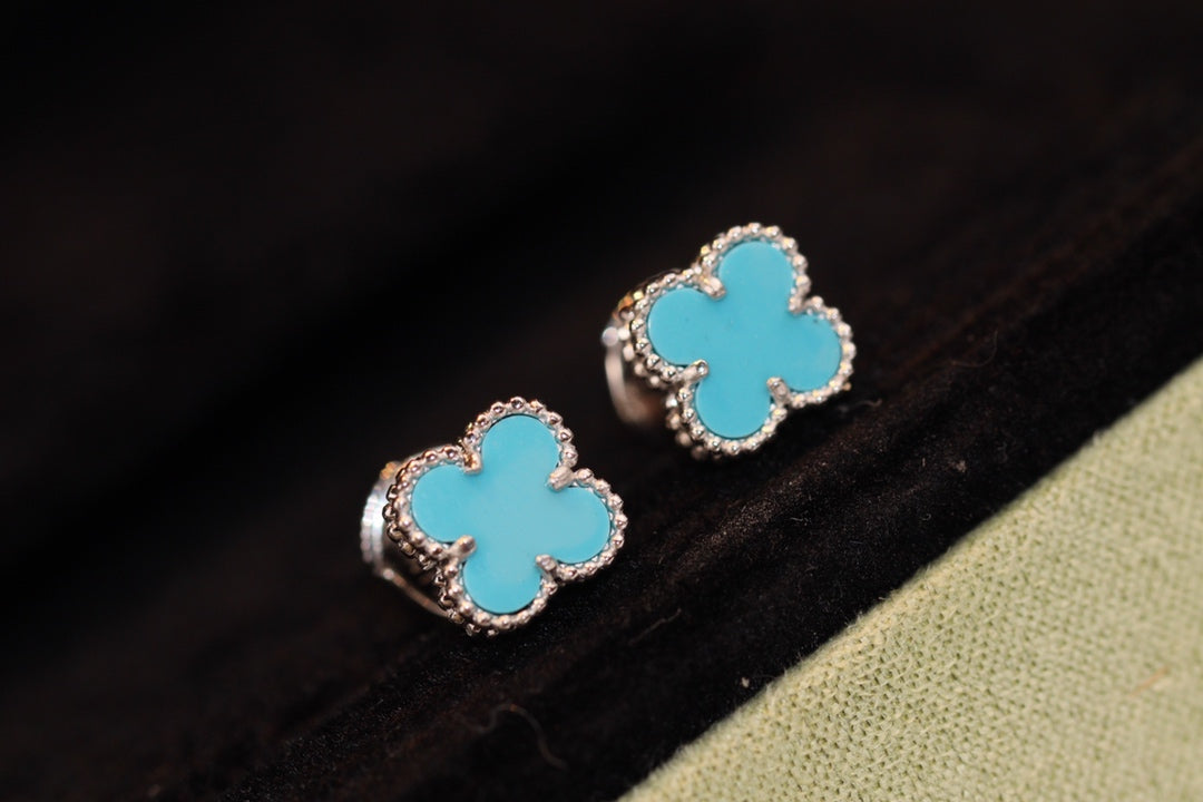 ¡®Star¡¯CLOVER MINI TURQUOISE SILVER STUD EARRINGS