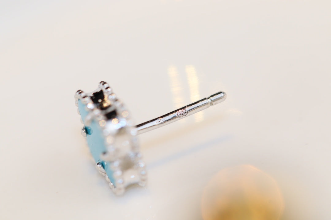 ¡®Star¡¯CLOVER MINI TURQUOISE SILVER STUD EARRINGS