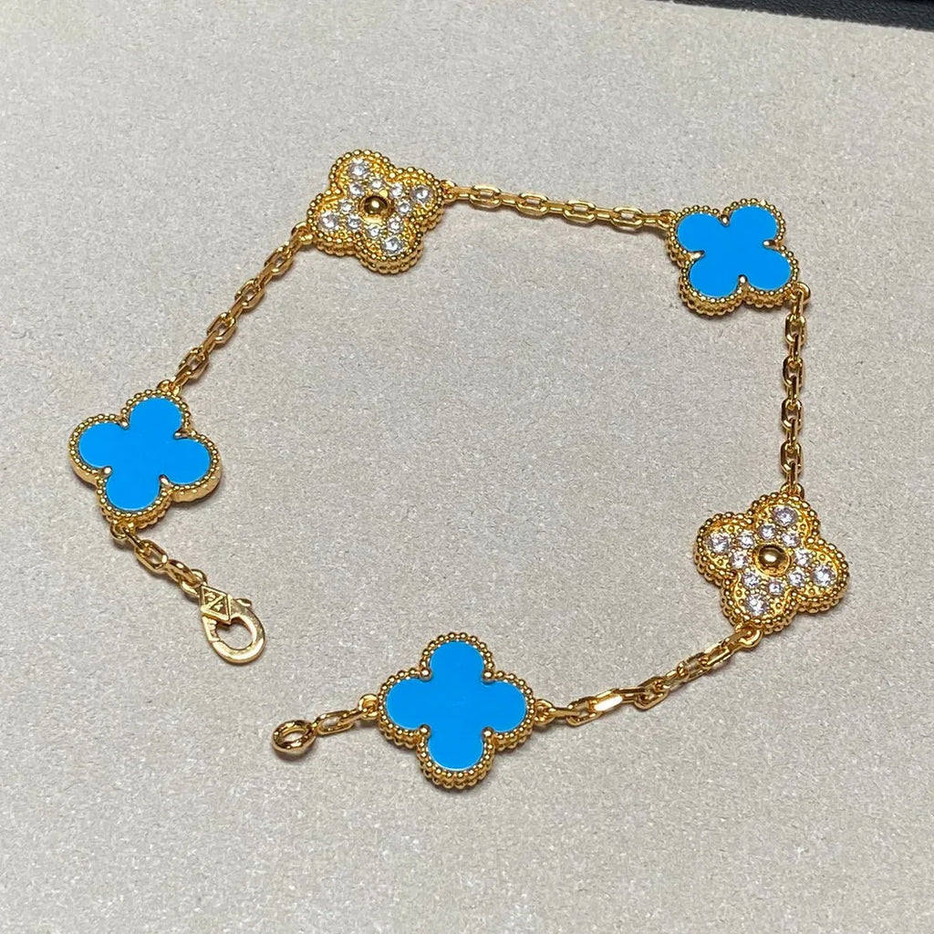 [Star]New CLOVER 5 MOTIF BLUE AGATE BRACELET COLLECTION