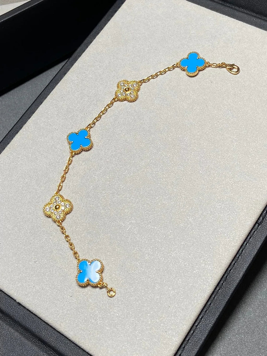 [Star]New CLOVER 5 MOTIF BLUE AGATE BRACELET COLLECTION