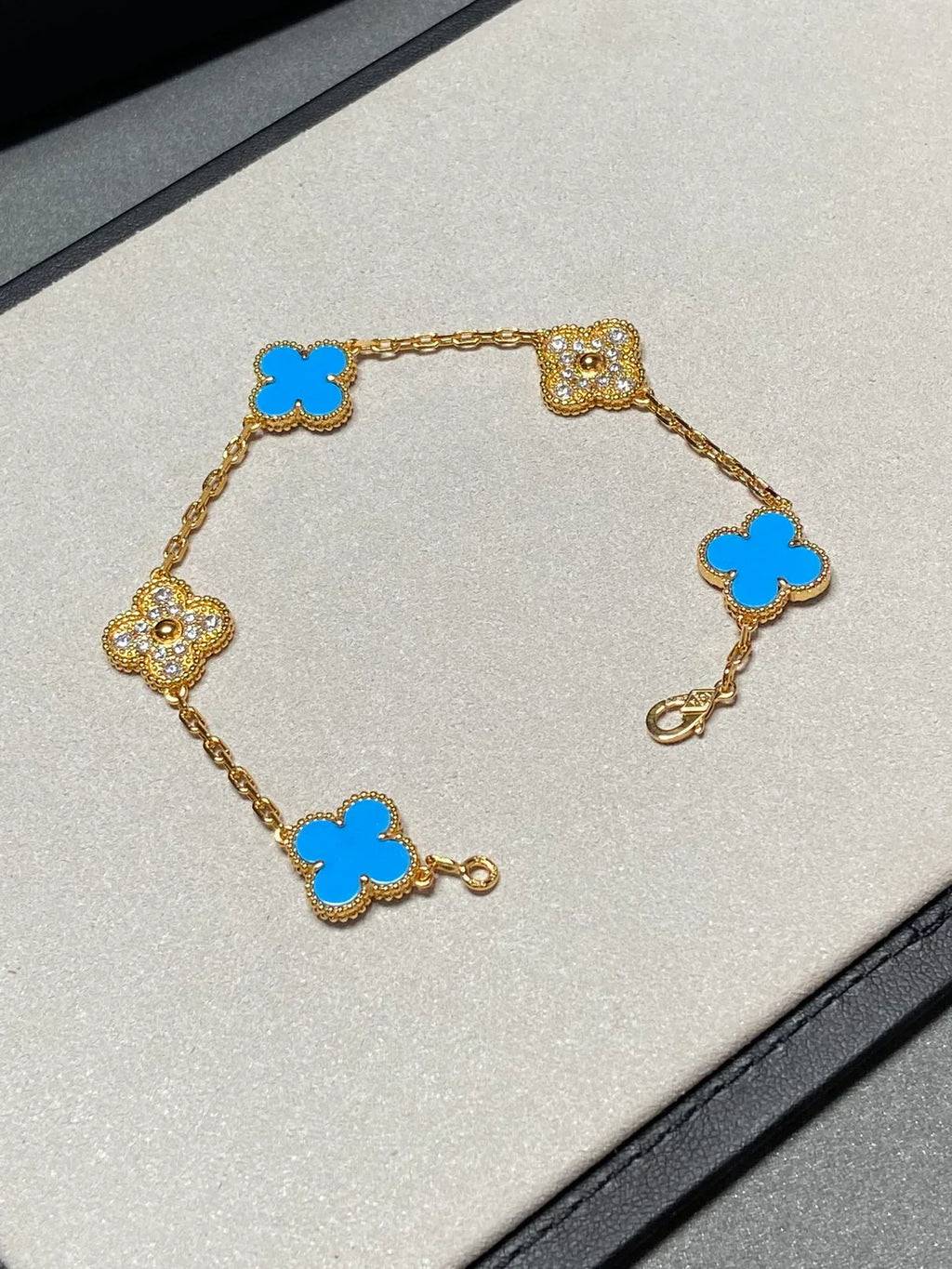 [Star]New CLOVER 5 MOTIF BLUE AGATE BRACELET COLLECTION