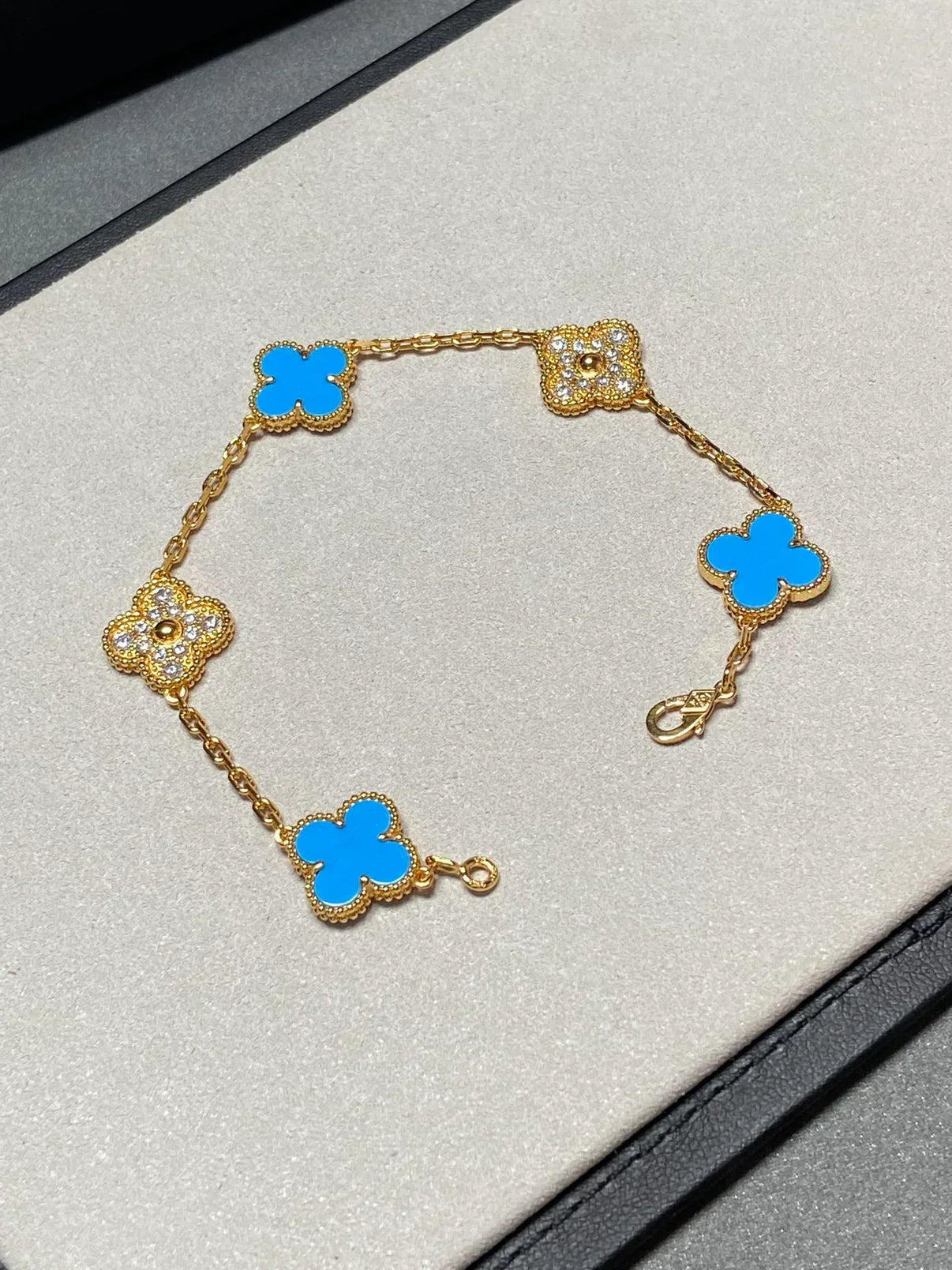 [Star]New CLOVER 5 MOTIF BLUE AGATE BRACELET COLLECTION