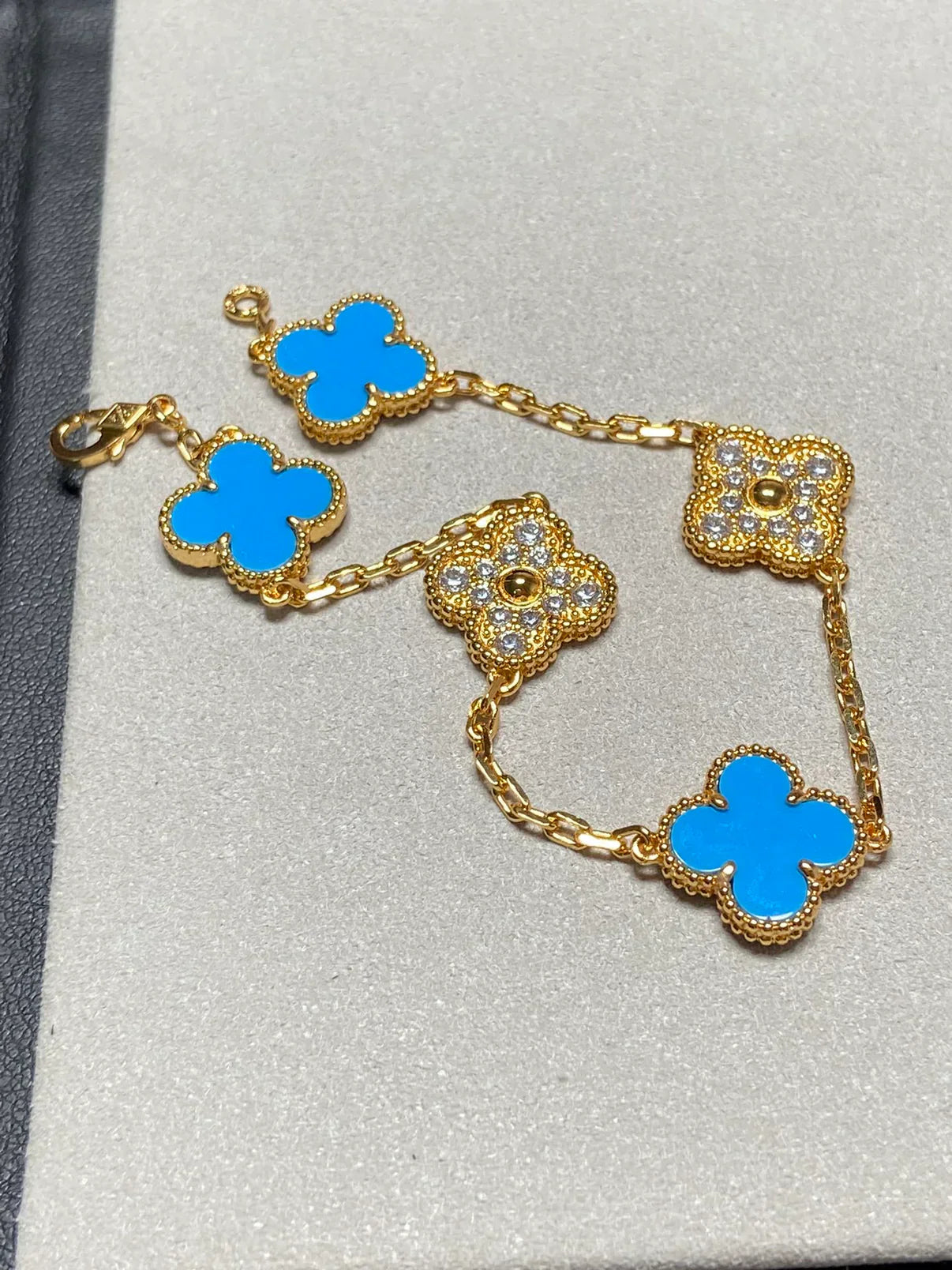 [Star]New CLOVER 5 MOTIF BLUE AGATE BRACELET COLLECTION
