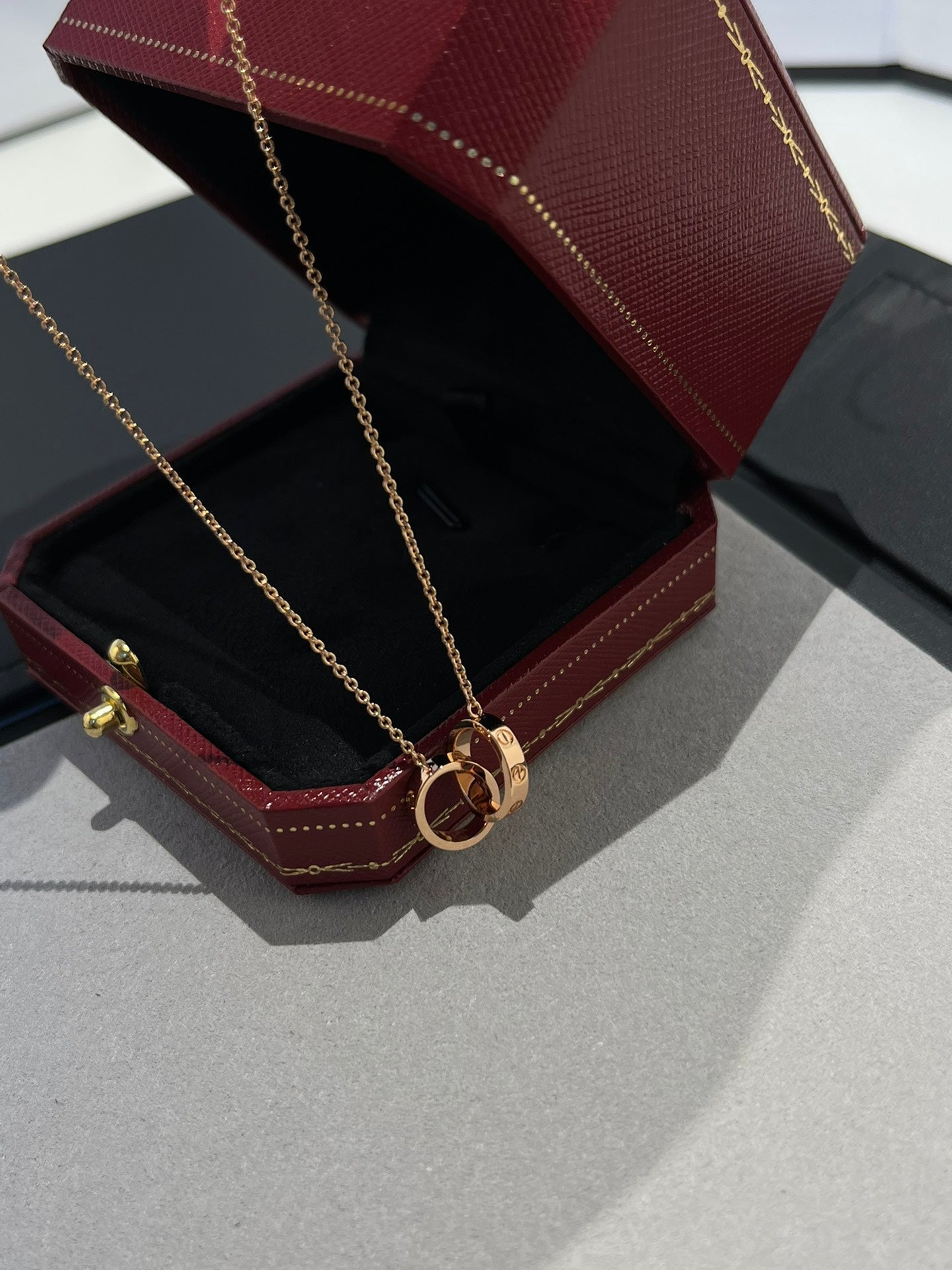 ¡®Star¡¯LOVE NECKLACE DOUBLE RING PINK GOLD
