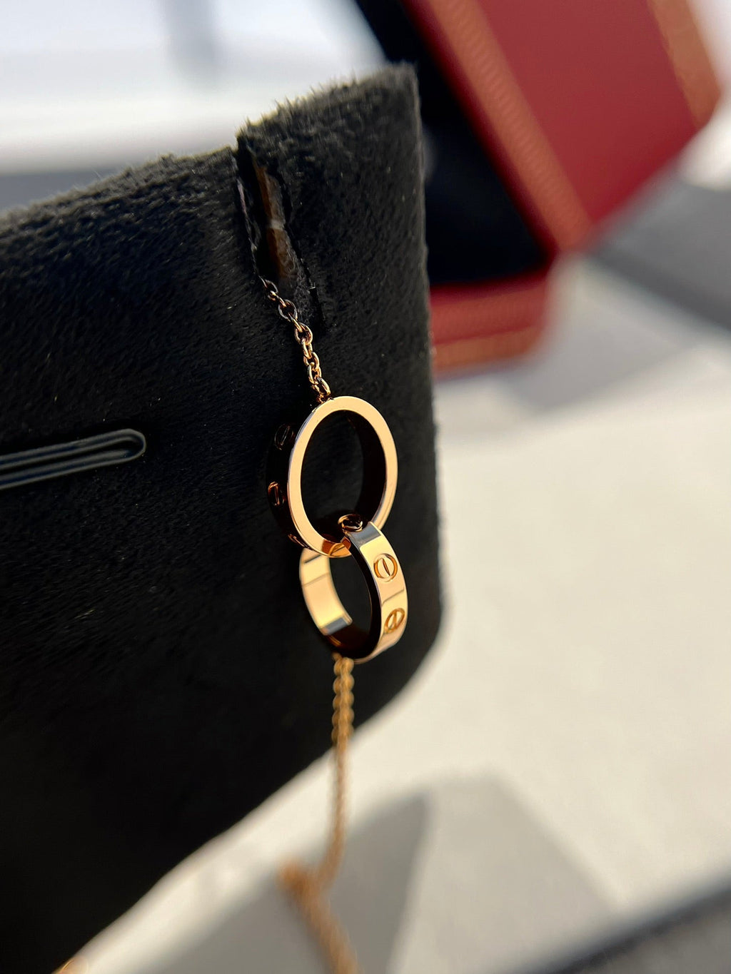 ¡®Star¡¯LOVE NECKLACE DOUBLE RING PINK GOLD