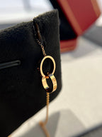 ¡®Star¡¯LOVE NECKLACE DOUBLE RING PINK GOLD