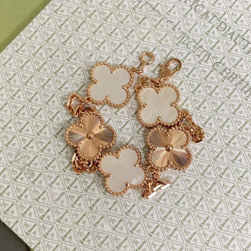 [Star]New CLOVER WHITE PEARL MOP 5 MOTIF BRACELET COLLECTION