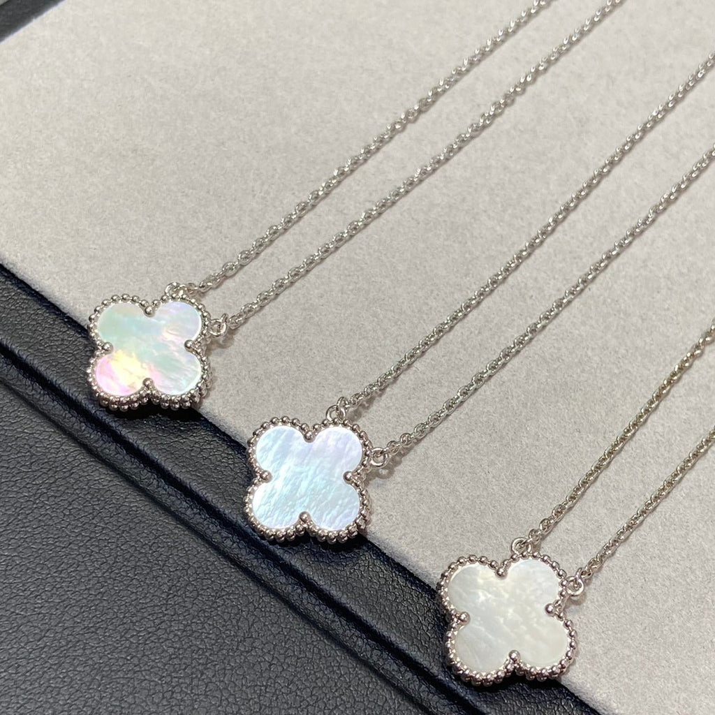 ¡®Star¡¯CLOVER MEDIUM SILVER WHITE MOP NECKLACE